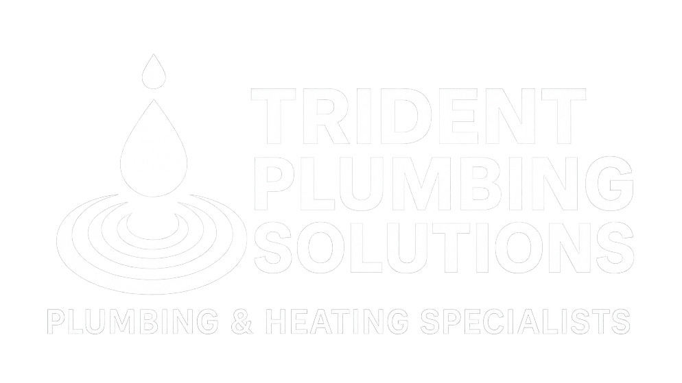 trident plumbing logo white
